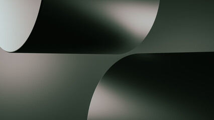 Abstract 3d rendering pf a modern metal cylinder geometric background. Minimalistic metal steel design.