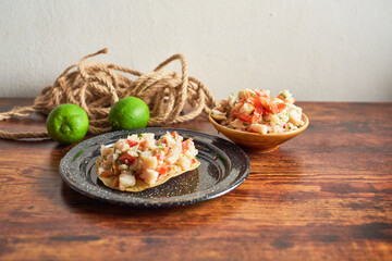 Ceviche, a fish dish of the cuisine of Peru, Ecuador and Mexico