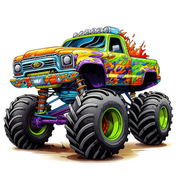Cartoon Monster Truck, Vectors