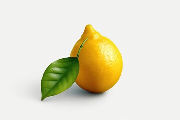 Lemon fruit and leaf, isolated, on a white backdrop. made using generative AI tools