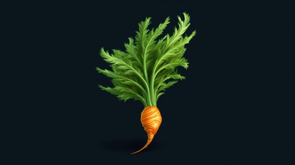 a single, leafy carrot from a vegetable. made using generative AI tools