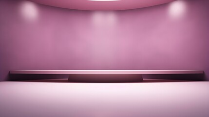 Empty geometrical Room in Mauve Colors with beautiful Lighting. Futuristic Background for Product Presentation. - obrazy, fototapety, plakaty