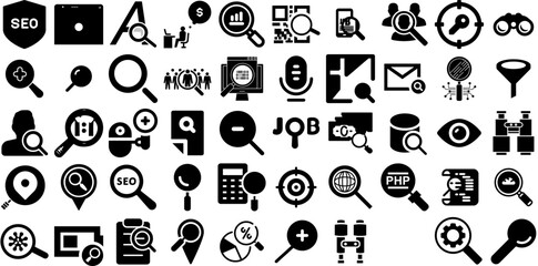Massive Collection Of Search Icons Pack Linear Cartoon Signs Set, Find, People, Vision Buttons For Computer And Mobile