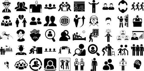 Huge Collection Of People Icons Collection Flat Cartoon Symbols People, Counseling, Silhouette, Profile Doodle For Computer And Mobile