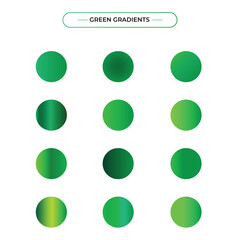 Green vector gradients set. Glossy shiny nature green gradient
