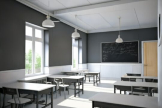 Interior Classroom school with black board, Generative AI.