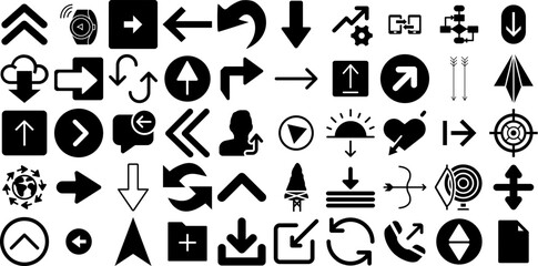 Big Set Of Arrow Icons Set Isolated Vector Web Icon Exit, Infographic, Draw, Skip Elements Vector Illustration