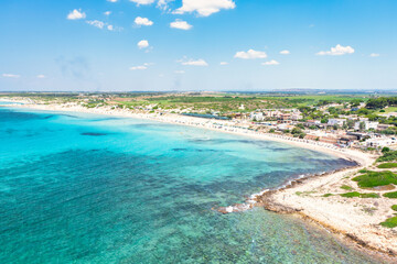 Fototapeta na wymiar Salento, marina di Lizzano in estate vista dal drone - Taranto, Puglia, Italy