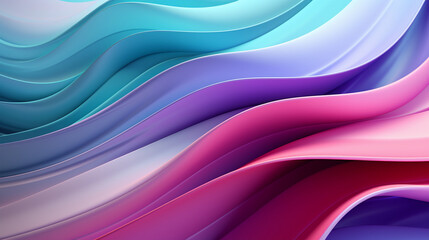 Fototapeta premium Mint Lilac wave stripes. Bright Colorful background. Generative Ai