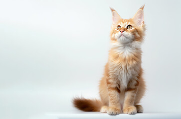 Cute Maine coon Cat kitten looking at camera, front view