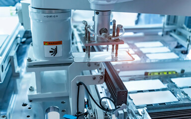 robotic screen protector film or glass cover in manufacture phone factory