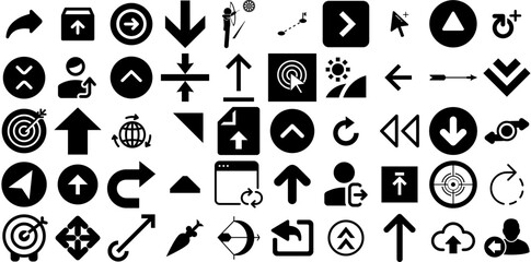 Mega Set Of Arrow Icons Set Hand-Drawn Linear Design Web Icon Skip, Exit, Infographic, Draw Doodles Isolated On White