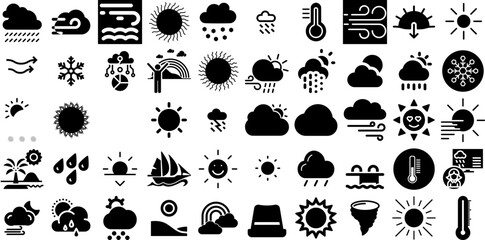 Big Set Of Weather Icons Pack Solid Modern Symbols Symbol, Forecast, Icon, Weather Forecast Buttons Vector Illustration