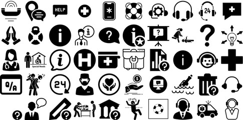 Huge Collection Of Help Icons Bundle Hand-Drawn Linear Drawing Pictogram Solidarity, Icon, Team, Symbol Silhouette Vector Illustration