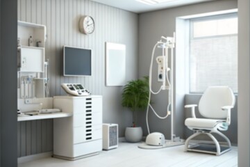 Fototapeta na wymiar Clean interior concept. Operating room or stomatology room. Generative AI