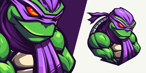 Ninja Turtle Mascot Logo: Captivating Vector Graphic for Pro Gaming and Sports Teams