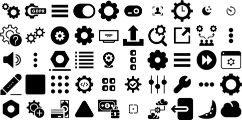 Big Collection Of Option Icons Collection Linear Infographic Pictogram Option, Wheel, Cog, Icon Pictograms Vector Illustration