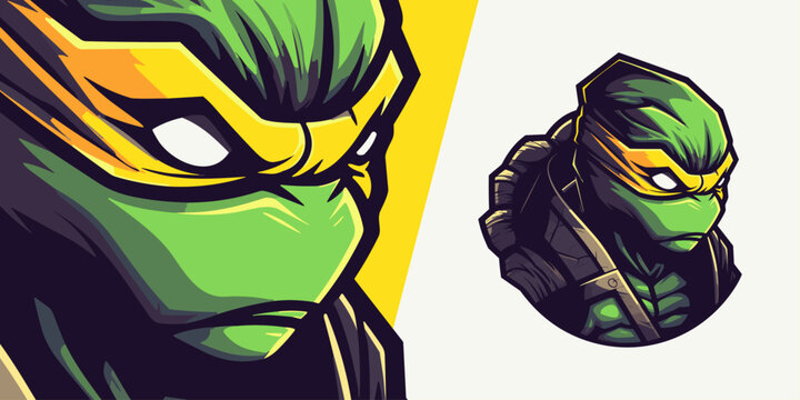 Epic Ninja Turtle Logo Mascot: Striking Illustration for Dominant E-Sport and Sport Teams