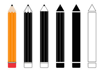 vectors for a pencils, black and white , colored , simplified , detailed
