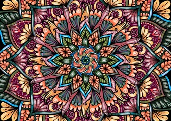 Colorful 3d creative ornamental detailed mandala background