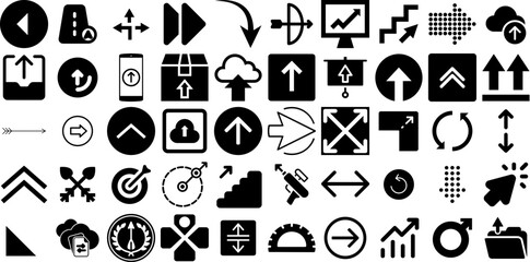 Huge Collection Of Arrow Icons Pack Isolated Simple Pictograms Infographic, Draw, Skip, Exit Pictograms Isolated On Transparent Background