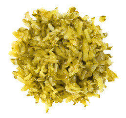 Grated pickled cucumbers, transparent background