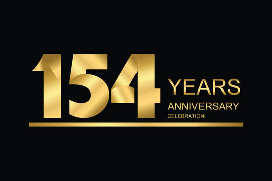 154 year anniversary vector banner template. gold icon isolated on black background.