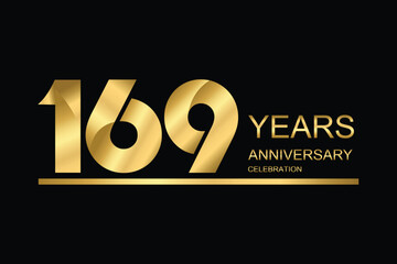 169 year anniversary vector banner template. gold icon isolated on black background.
