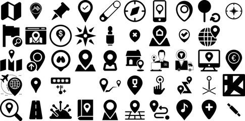 Massive Set Of Pin Icons Collection Linear Infographic Web Icon Pointer, Symbol, Circus, Icon Graphic Isolated On Transparent Background