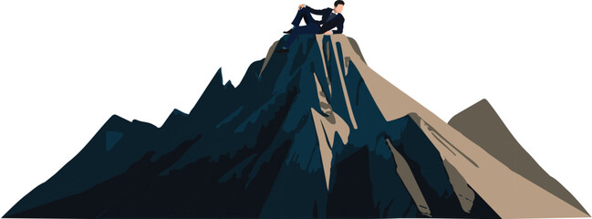 Successful person on the top of the mountain-