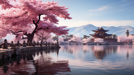 Gyeongbokgung Palace and.cherry blossom in spring,Seoul,South Korea.