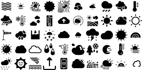 Fototapeta na wymiar Massive Collection Of Forecast Icons Pack Hand-Drawn Solid Simple Elements Anemometer, Pensioner, Icon, Weather Forecast Glyphs Isolated On Transparent Background