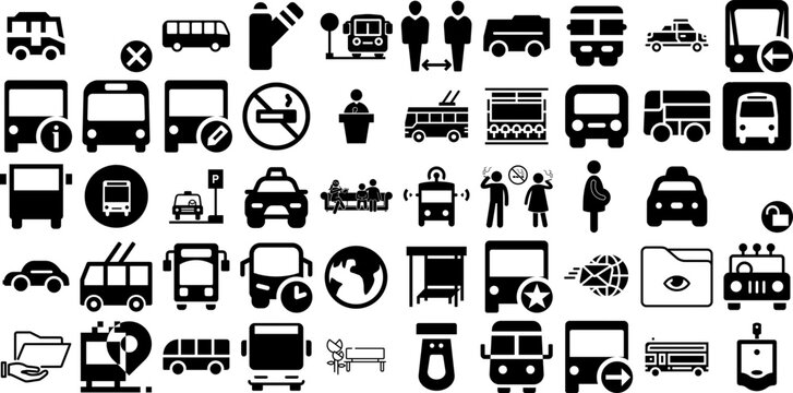 Mega Set Of Public Icons Bundle Hand-Drawn Isolated Drawing Signs Icon, Symbol, Public, Institution Pictograph Isolated On Transparent Background