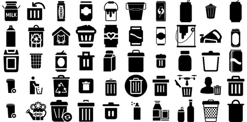 Massive Collection Of Can Icons Collection Hand-Drawn Linear Design Silhouettes Vegetable, Open, Vegetarian, Icon Clip Art Vector Illustration