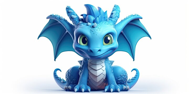 adorable blue dragon cartoon character. made using generative AI tools