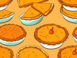 Pumpkin Pie drawn style seamless tiles (generative AI)