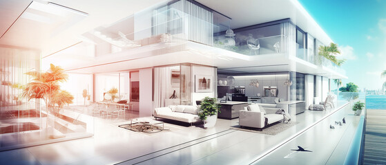 Smart home concept. Remote control and home new luxury management. generative AI. 