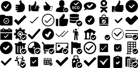 Massive Set Of Ok Icons Set Flat Design Web Icon Yes, Done, Ok, Icon Elements Vector Illustration