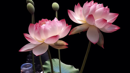 Fototapeta na wymiar pink water lily HD 8K wallpaper Stock Photographic Image