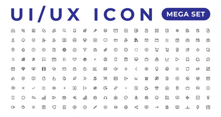 UI UX  Icon mega set, user interface iconset collection. - obrazy, fototapety, plakaty