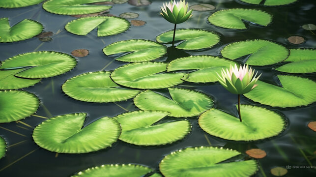 white water lily HD 8K wallpaper Stock Photographic Image