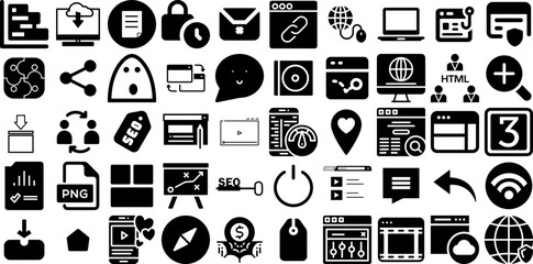 Massive Collection Of Web Icons Pack Hand-Drawn Linear Concept Pictograms People, Silhouette, Court, Mark Doodles Isolated On Transparent Background - obrazy, fototapety, plakaty