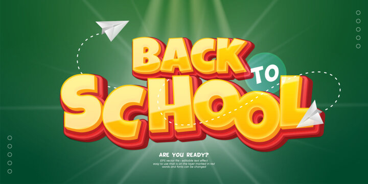 Back to school with 3D style editable text effect