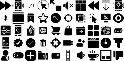 Huge Set Of Interface Icons Bundle Flat Infographic Pictogram Circle, Setting, Icon, Symbol Pictograph Vector Illustration