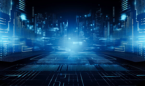 Futuristic technologic digital technology concept background, in the style of digital, technocore, digital decadence wallpaper. 