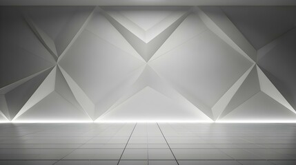 Empty geometrical Room in Pearl Colors with beautiful Lighting. Futuristic Background for Product Presentation.