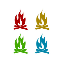 Campfire firewood hand drawn icon set