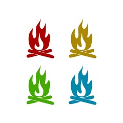 Campfire firewood hand drawn icon set