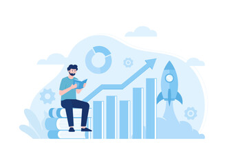 Learn to launch a startup business trending concept flat illustration
