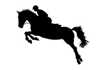 Equestrian horse and rider jumping silhouette. Vector illustration